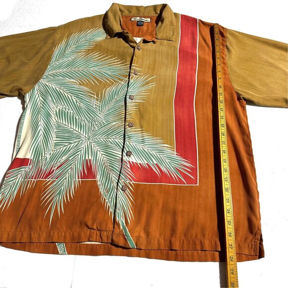 Tommy Bahama 100% Silk Hawaiian Camp Button Shirt Mens Size XL Large Palm Tree - Picture 9 of 11